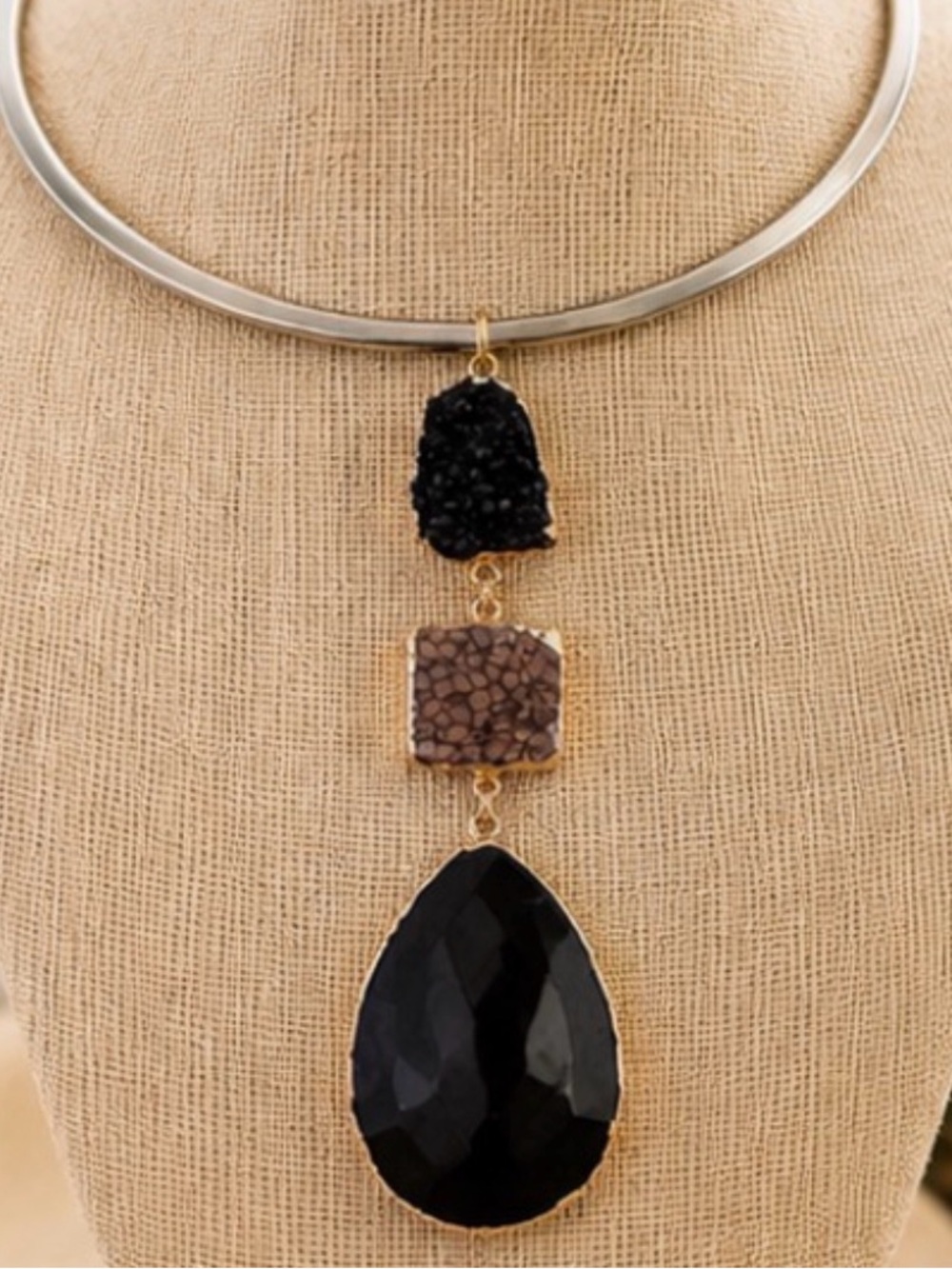 Beautiful Gemstone Silver & Gold Plated Necklace